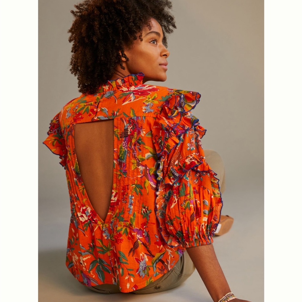 Anthropologie Open-Back Blouse Sz M